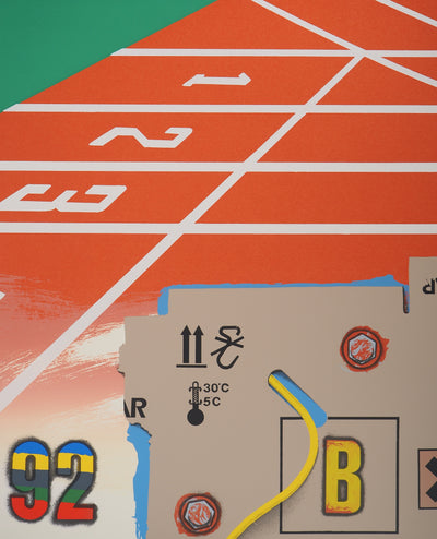 Peter KLASEN : Athlétisme, La piste du 100m, Lithographie originale signée