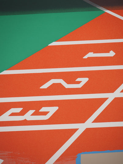 Peter KLASEN : Athlétisme, La piste du 100m, Lithographie originale signée