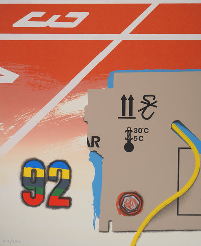 Peter KLASEN : Athlétisme, La piste du 100m, Lithographie originale signée