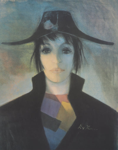 René William THOMAS : Portrait d'arlequin, Lithographie originale signée