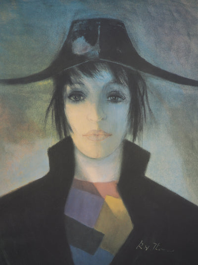René William THOMAS : Portrait d'arlequin, Lithographie originale signée