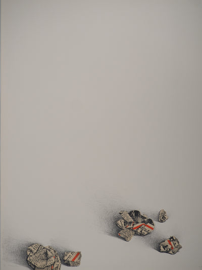 Costa TSOCLIS : Les boules de papier, Lithographie originale signée