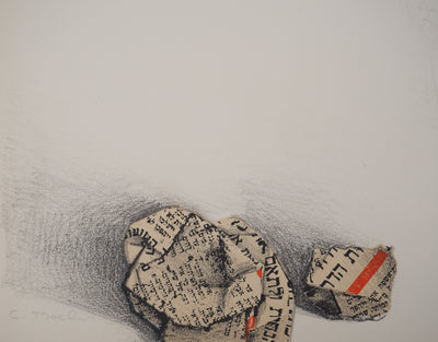 Costa TSOCLIS : Les boules de papier, Lithographie originale signée