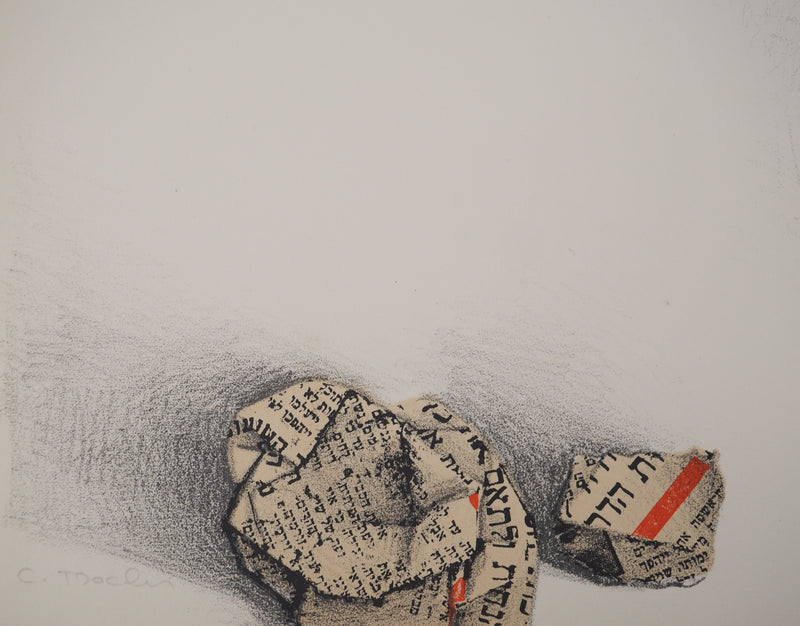 Costa TSOCLIS : Les boules de papier, Lithographie originale signée