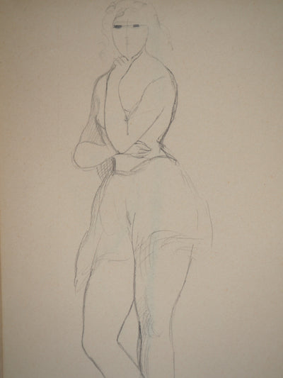 Marie LAURENCIN : Danseuse pensive, Dessin original signé