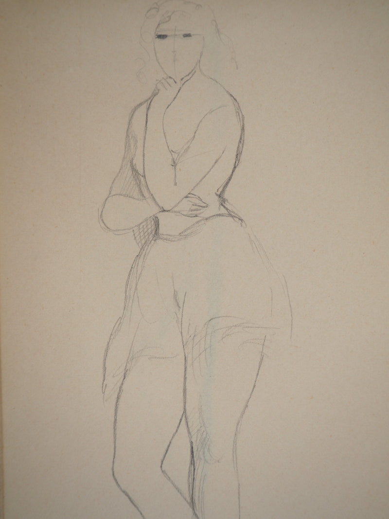 Marie LAURENCIN : Danseuse pensive, Dessin original signé