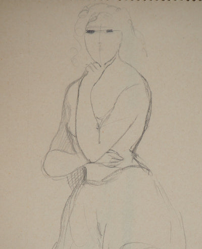 Marie LAURENCIN : Danseuse pensive, Dessin original signé