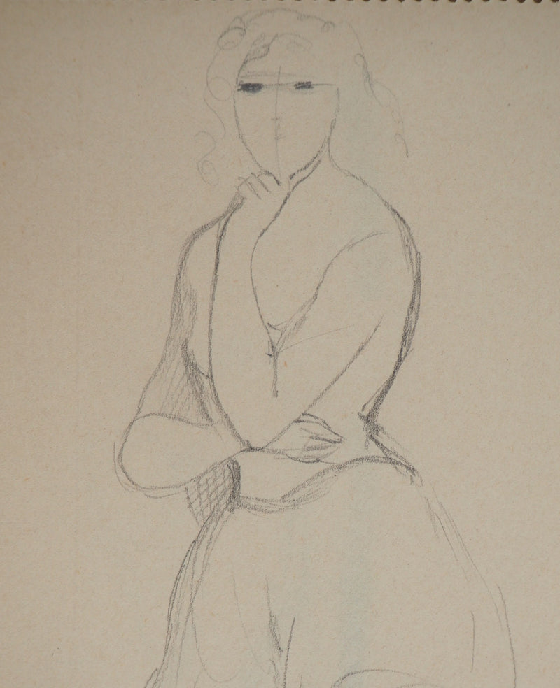 Marie LAURENCIN : Danseuse pensive, Dessin original signé