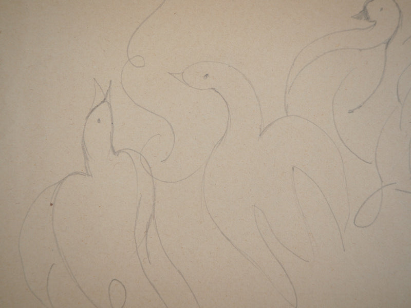 Marie LAURENCIN : Les canards, Dessin original signé