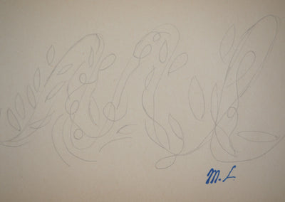 Marie LAURENCIN : Etude d'ornement végétal, Dessin original signé