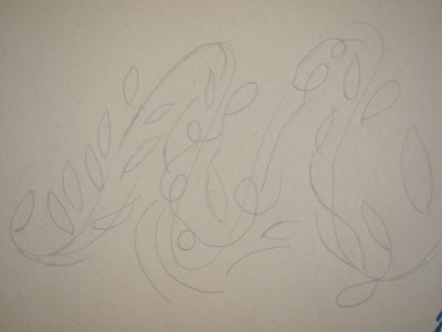 Marie LAURENCIN : Etude d'ornement végétal, Dessin original signé