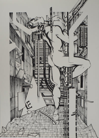Francisco MELO : Nu dystopique, Lithographie originale (vue générale) - Crédit photo : Galerie Art.Paris