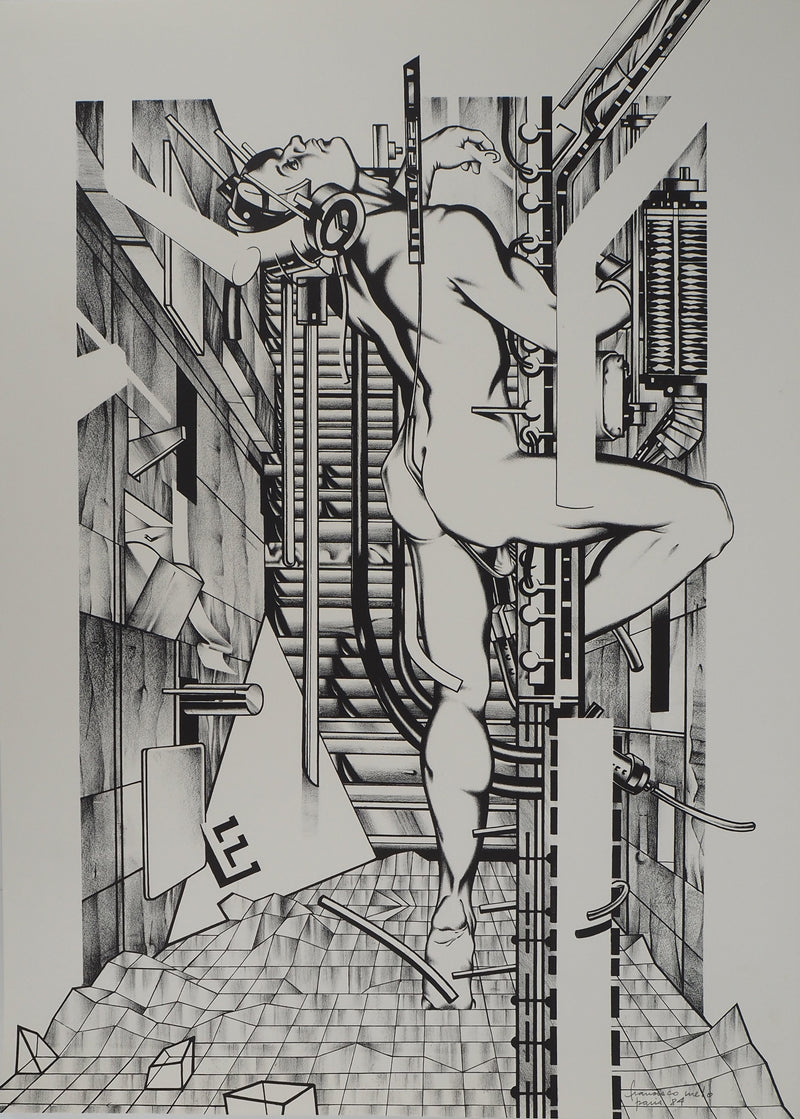 Francisco MELO : Nu dystopique, Lithographie originale (vue générale) - Crédit photo : Galerie Art.Paris