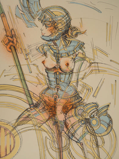 Roger Louis CHAVANON : Jeune guerrière futuriste, Lithographie originale (photo de détail 2) - Crédit photo : Galerie Art.Paris