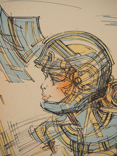 Roger Louis CHAVANON : Jeune guerrière futuriste, Lithographie originale (photo de détail 5) - Crédit photo : Galerie Art.Paris