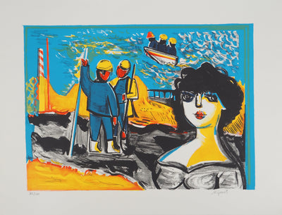 Mathilde GRANT : Hommage aux marins, Lithographie originale (vue générale) - Crédit photo : Galerie Art.Paris