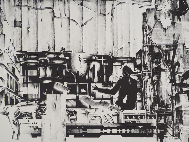 Francisco MELO : Dystopie scientifique, Lithographie originale (photo de détail 2) - Crédit photo : Galerie Art.Paris