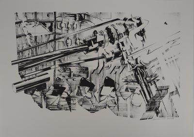 Francisco MELO : Composition futuriste, Lithographie originale (vue générale) - Crédit photo : Galerie Art.Paris