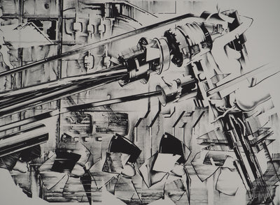 Francisco MELO : Composition futuriste, Lithographie originale (photo de détail 2) - Crédit photo : Galerie Art.Paris