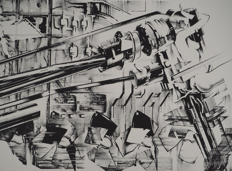 Francisco MELO : Composition futuriste, Lithographie originale (photo de détail 2) - Crédit photo : Galerie Art.Paris
