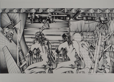 Francisco MELO : Les guerriers futuristes, Lithographie originale (vue générale) - Crédit photo : Galerie Art.Paris