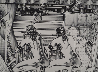 Francisco MELO : Les guerriers futuristes, Lithographie originale (photo de détail 2) - Crédit photo : Galerie Art.Paris