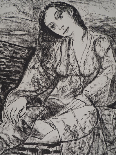 Leopoldo PRESAS : Femme romantique, Lithographie originale signée