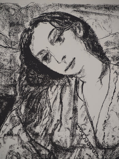 Leopoldo PRESAS : Femme romantique, Lithographie originale signée