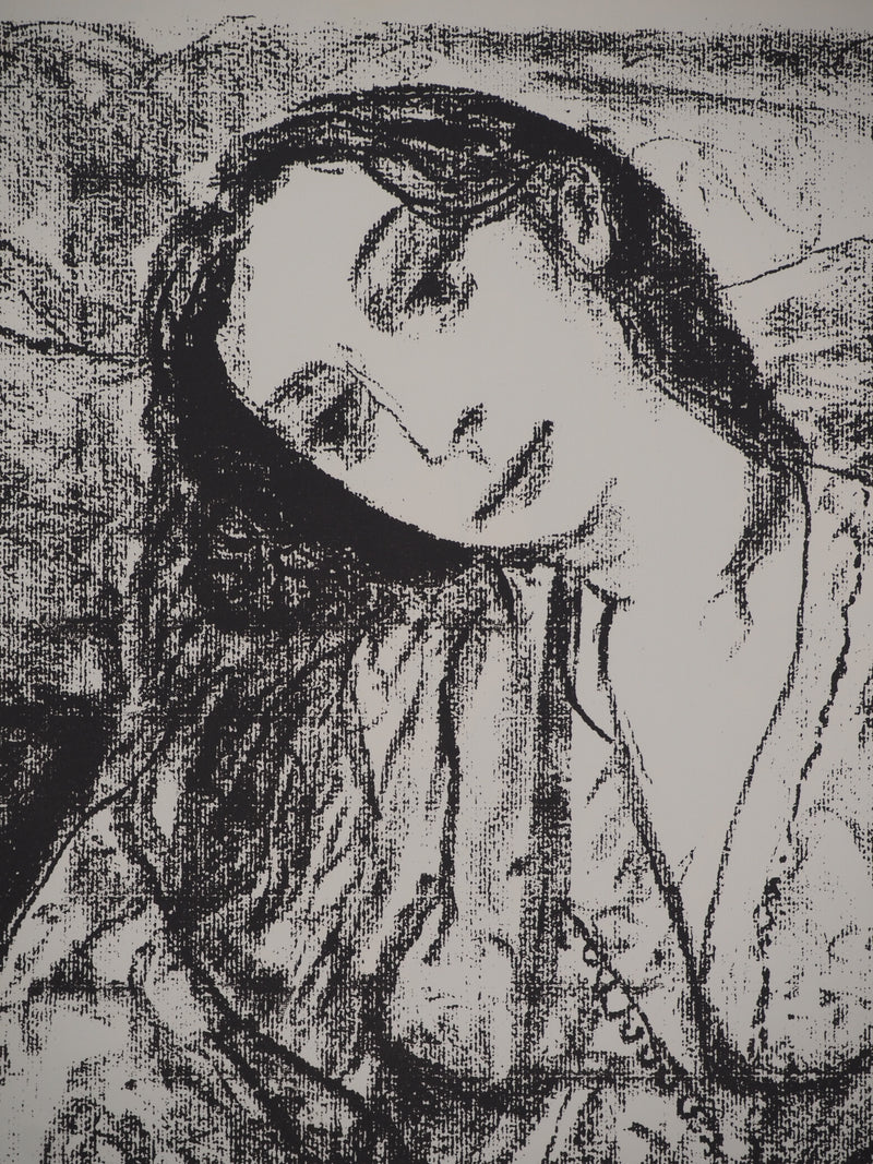 Leopoldo PRESAS : Femme romantique, Lithographie originale signée