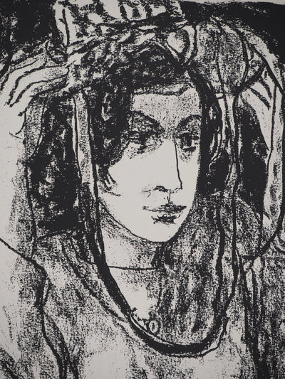 Leopoldo PRESAS : Femme au chapeau, Lithographie originale signée
