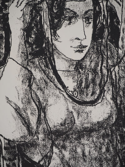 Leopoldo PRESAS : Femme au chapeau, Lithographie originale signée