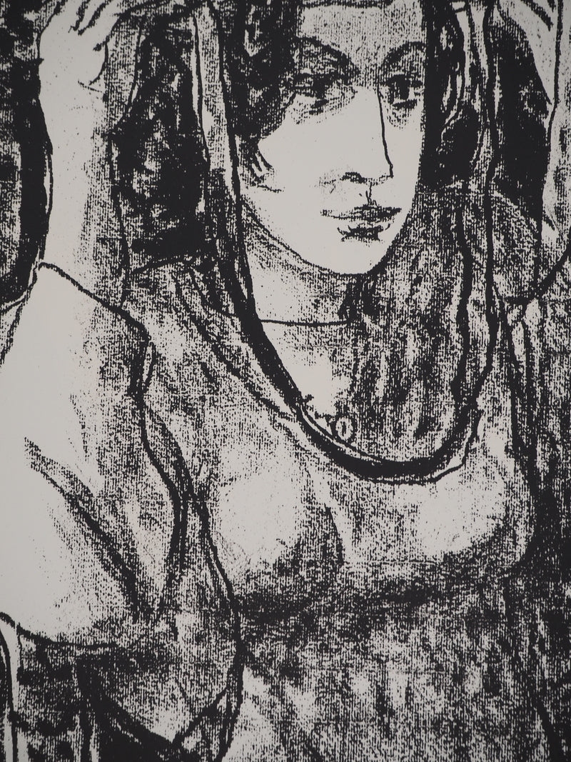 Leopoldo PRESAS : Femme au chapeau, Lithographie originale signée
