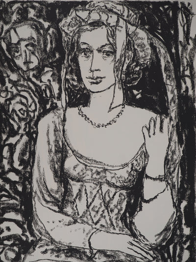 Leopoldo PRESAS : Femme au collier de perles, Lithographie originale signée