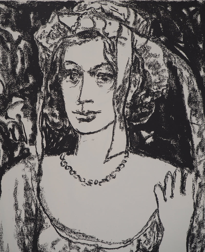 Leopoldo PRESAS : Femme au collier de perles, Lithographie originale signée