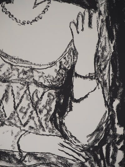 Leopoldo PRESAS : Femme au collier de perles, Lithographie originale signée