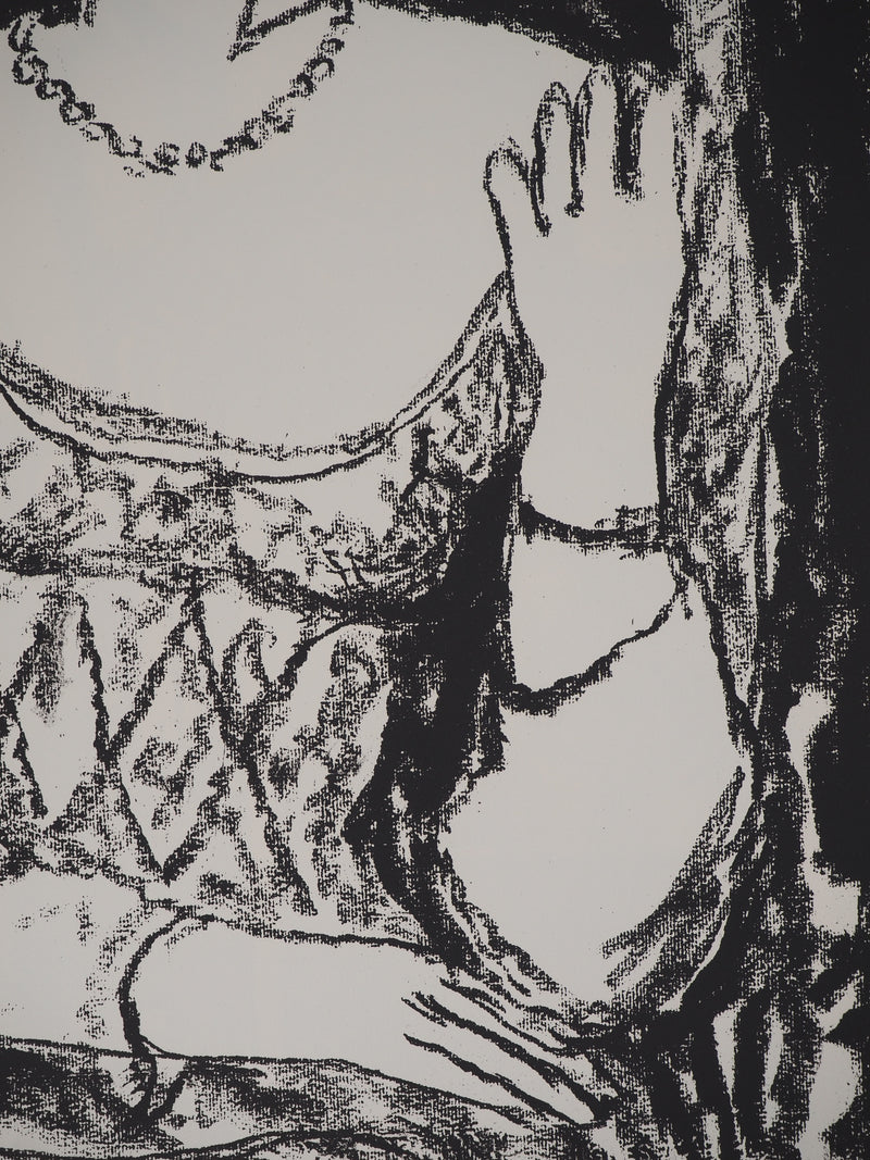Leopoldo PRESAS : Femme au collier de perles, Lithographie originale signée