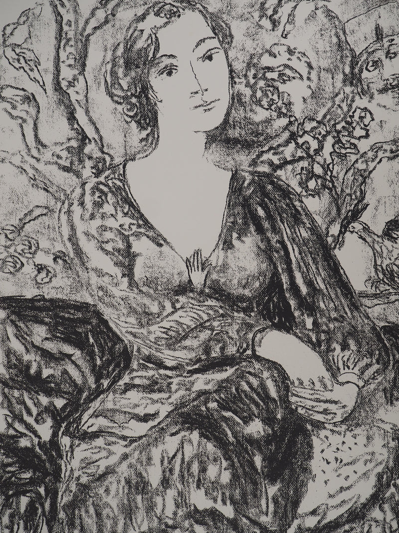 Leopoldo PRESAS : Portrait féminin à la broche,, Lithographie originale (photo de détail 2) - Crédit photo : Galerie Art.Paris