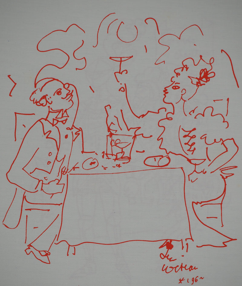 Jean COCTEAU : Diner galant au Champagn, Lithographie originale (photo de détail 2) - Crédit photo : Galerie Art.Paris
