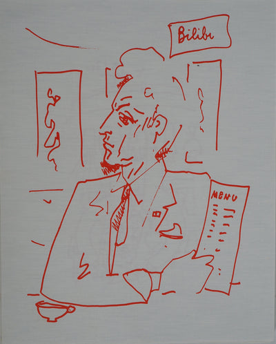Jean COCTEAU : Autoportrait au Men, Lithographie originale (vue générale) - Crédit photo : Galerie Art.Paris