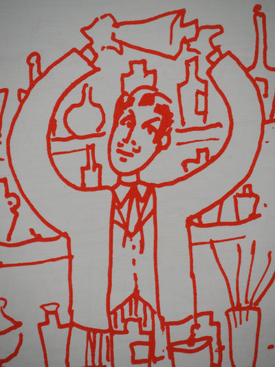 Jean COCTEAU : Cocktails, le barman au shaker, Lithographie originale (photo de détail 3) - Crédit photo : Galerie Art.Paris
