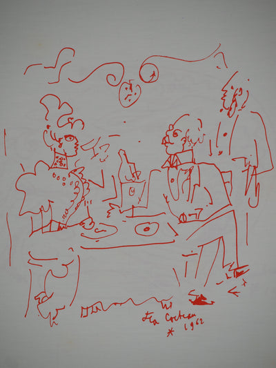 Jean COCTEAU : Diner, Encore du Champagne, Lithographie originale (photo de détail 3) - Crédit photo : Galerie Art.Paris