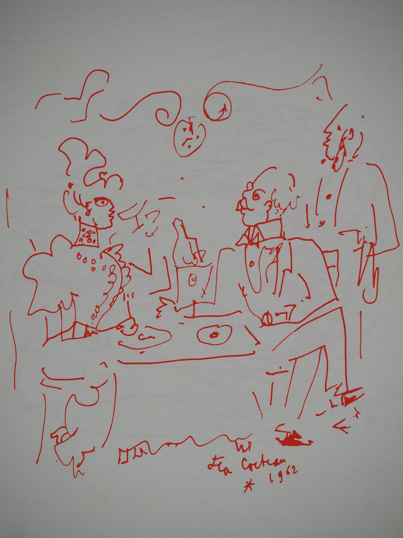 Jean COCTEAU : Diner, Encore du Champagne, Lithographie originale (photo de détail 3) - Crédit photo : Galerie Art.Paris