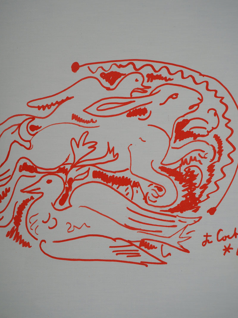 Jean COCTEAU : Plat de gibier, Lièvre et Canard, Lithographie originale (photo de détail 2) - Crédit photo : Galerie Art.Paris