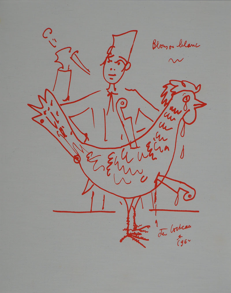Jean COCTEAU : Le poulet, Lithographie originale (vue générale) - Crédit photo : Galerie Art.Paris