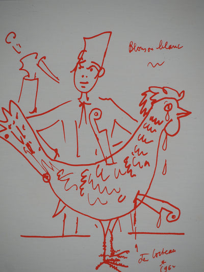 Jean COCTEAU : Le poulet, Lithographie originale (photo de détail 3) - Crédit photo : Galerie Art.Paris