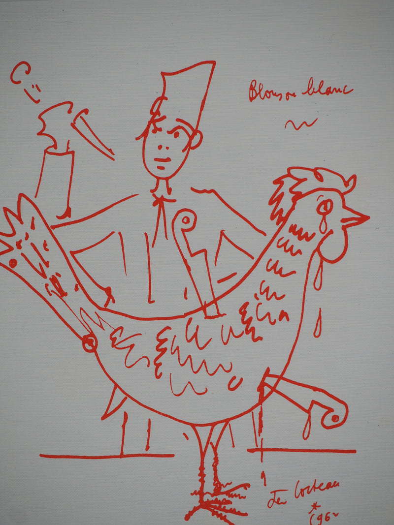 Jean COCTEAU : Le poulet, Lithographie originale (photo de détail 3) - Crédit photo : Galerie Art.Paris