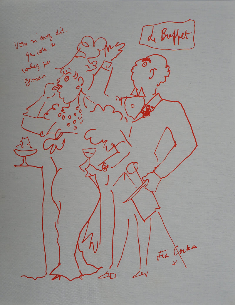 Jean COCTEAU : Le Buffet Gourmand, Lithographie originale (vue générale) - Crédit photo : Galerie Art.Paris