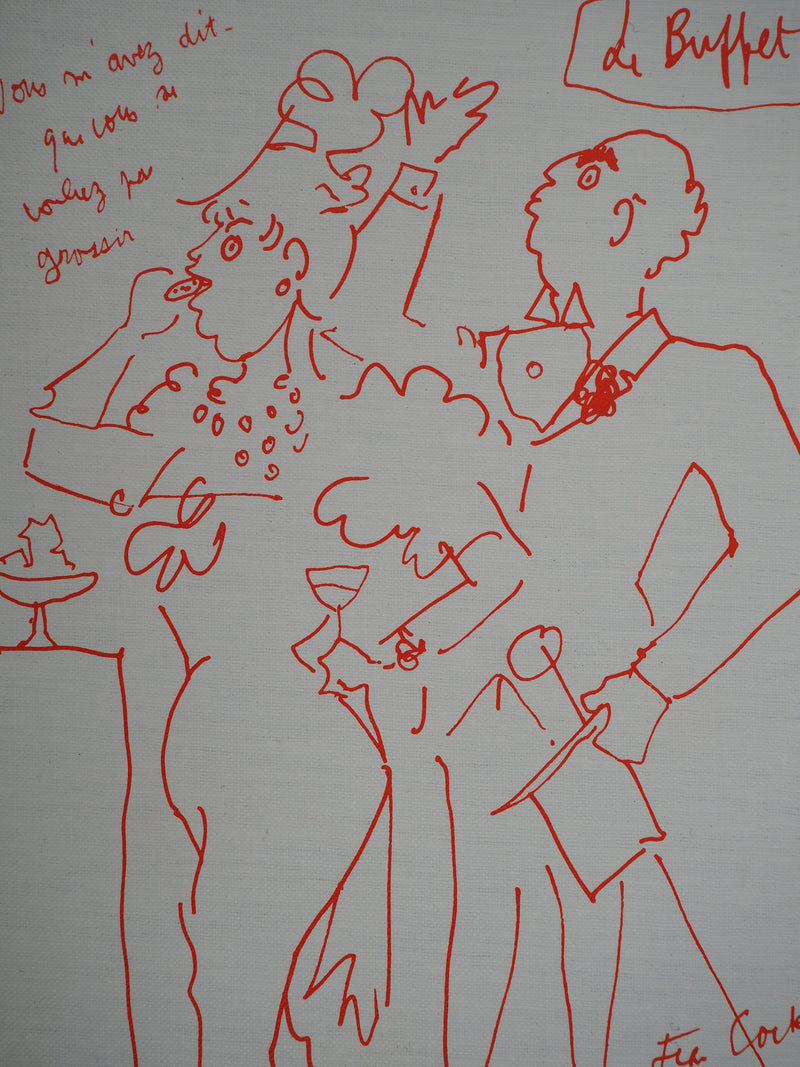 Jean COCTEAU : Le Buffet Gourmand, Lithographie originale (photo de détail 2) - Crédit photo : Galerie Art.Paris