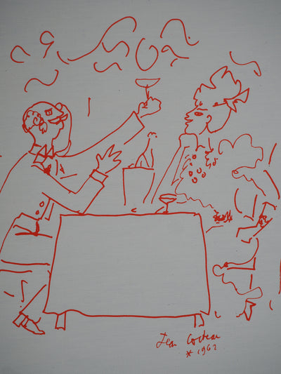 Jean COCTEAU : Célébration avec une coupe de Champagne, Lithographie originale (photo de détail 2) - Crédit photo : Galerie Art.Paris