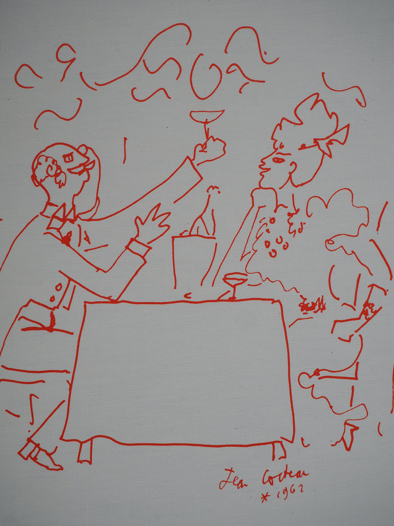 Jean COCTEAU : Célébration avec une coupe de Champagne, Lithographie originale (photo de détail 2) - Crédit photo : Galerie Art.Paris